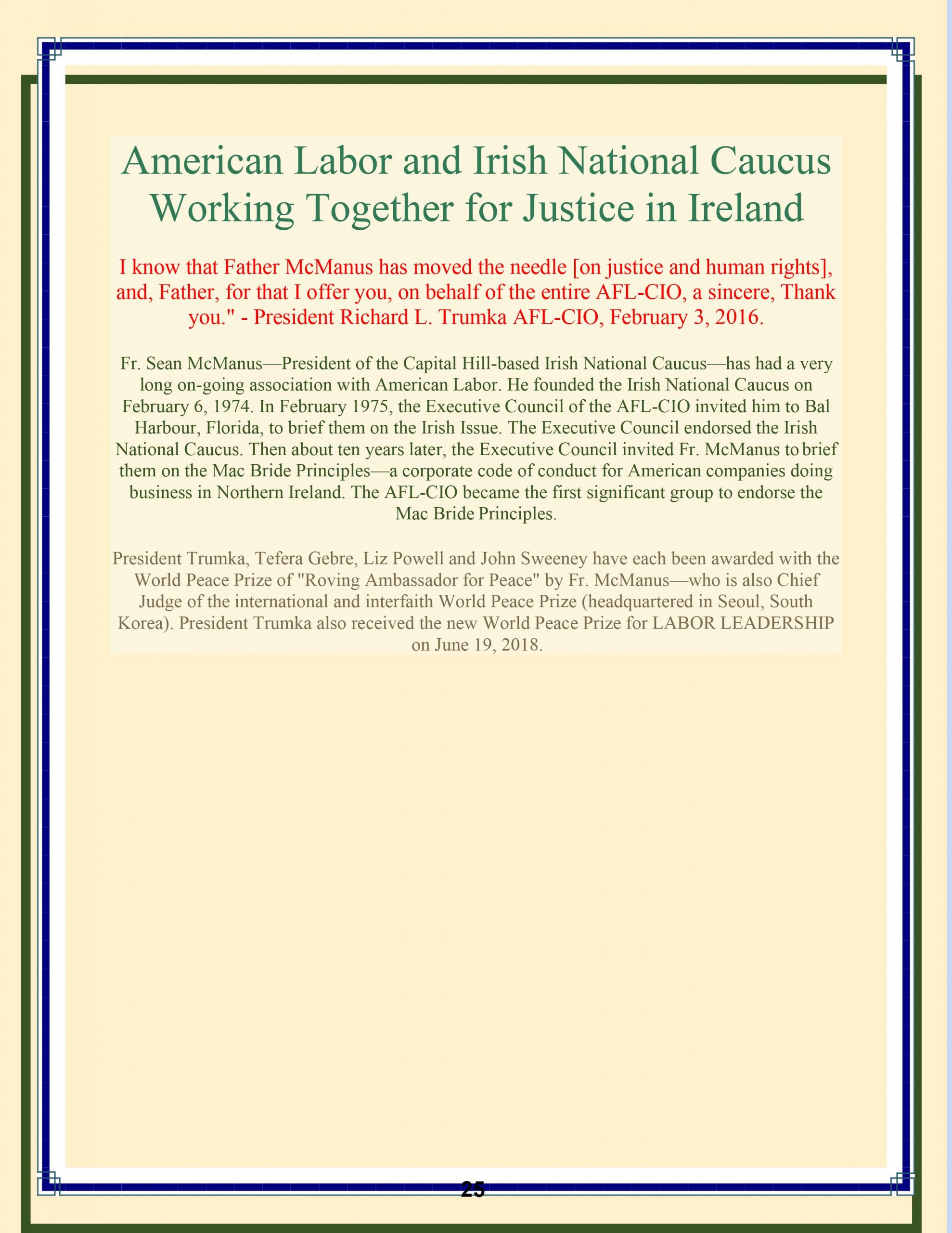 American Labor and Irish National Caucus